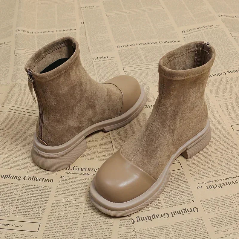 LB | Buty za kostkę z zamszu i skóry