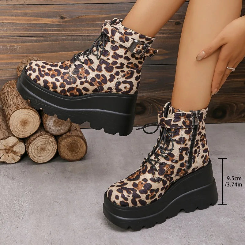 LB | Buty z wzorem w panterkę w patformie