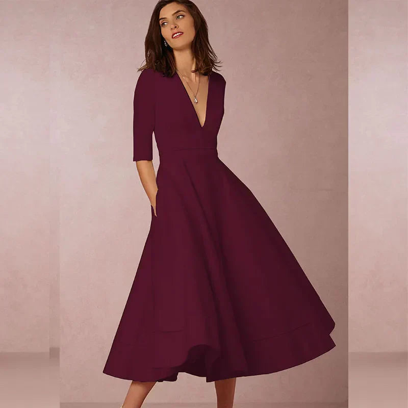 LB | elegancka damska sukienka midi w stylu vintage