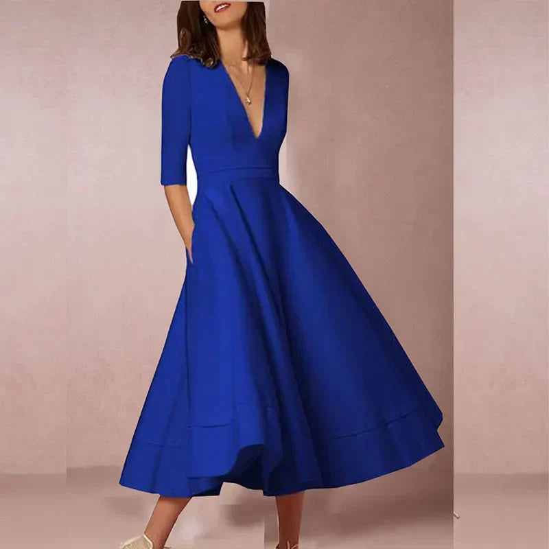 LB | elegancka damska sukienka midi w stylu vintage
