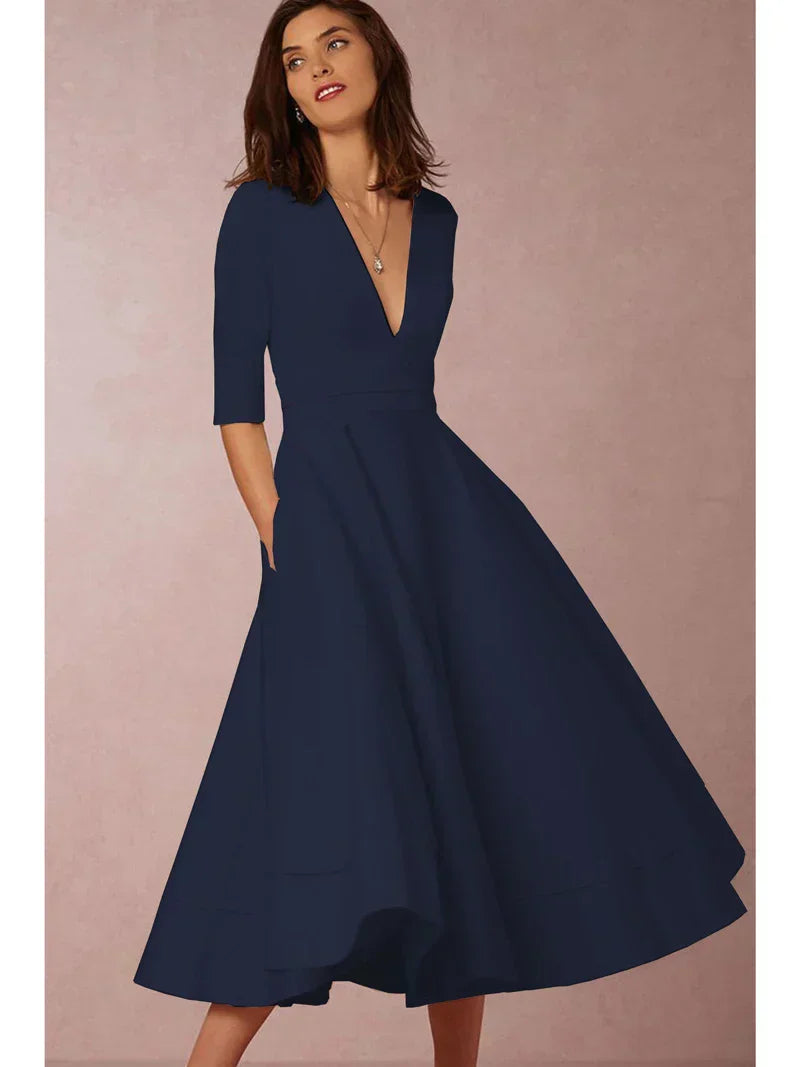 LB | elegancka damska sukienka midi w stylu vintage