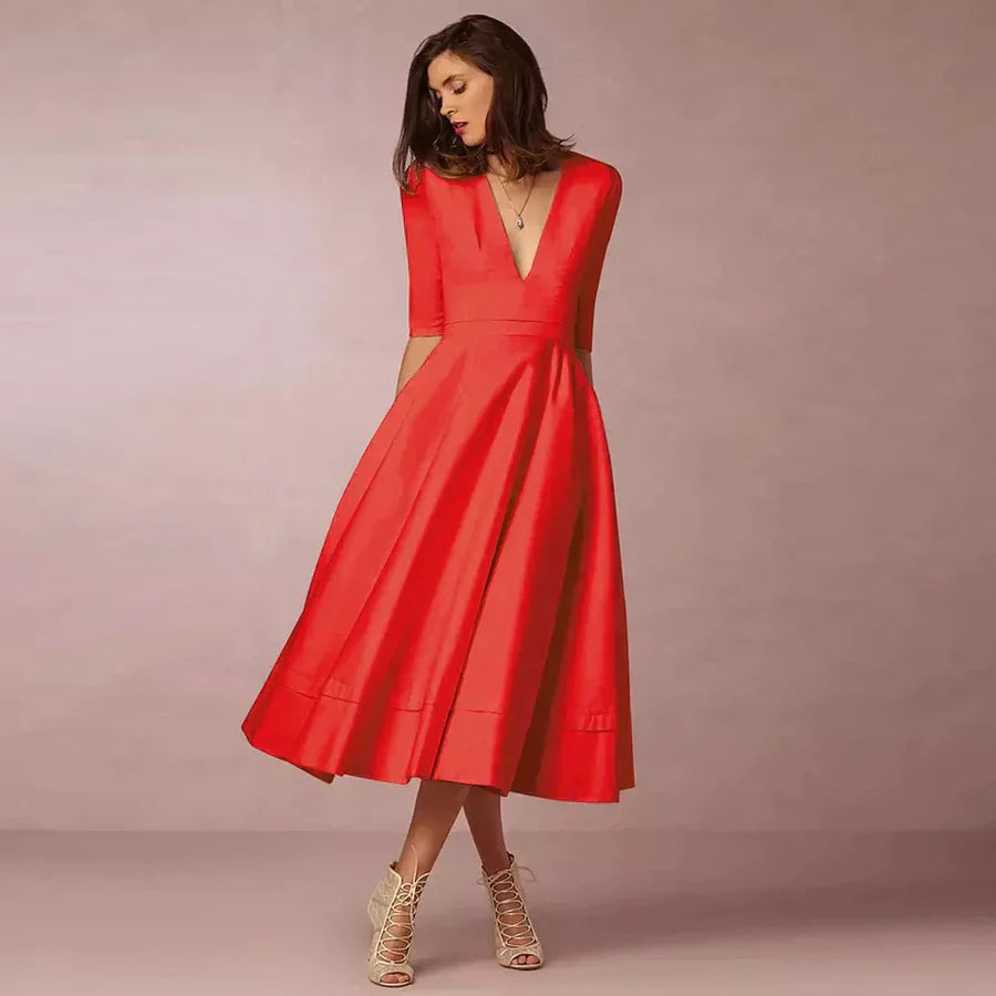 LB | elegancka damska sukienka midi w stylu vintage