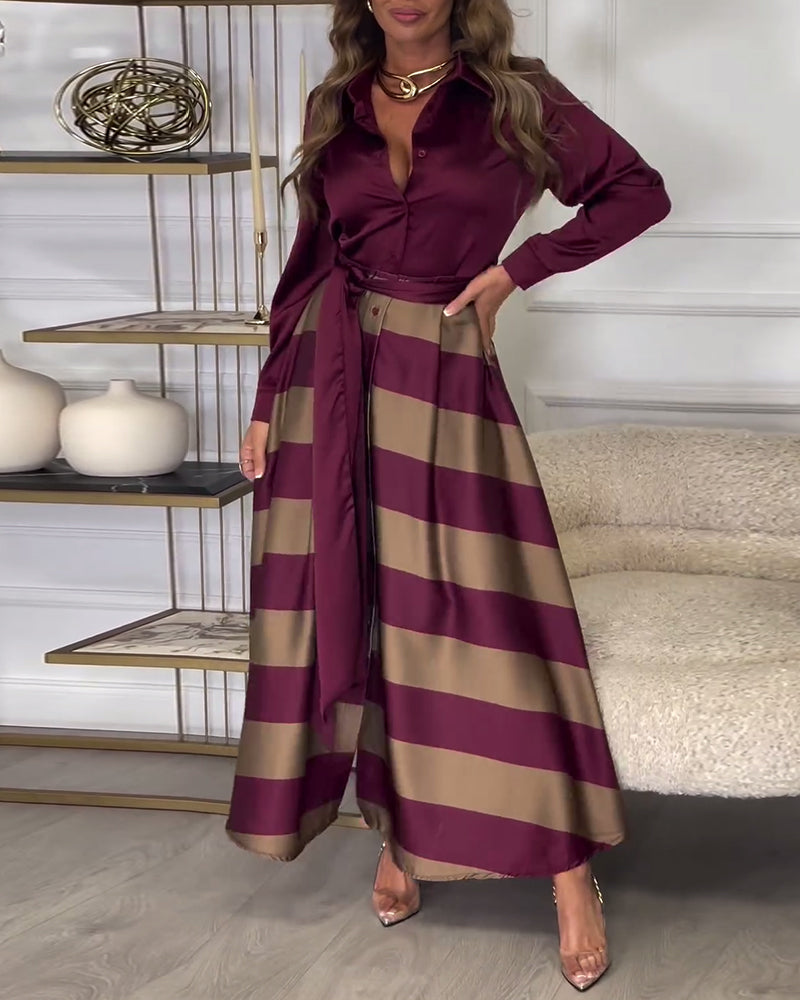 LB | Elegancka sukienka maxi w paski