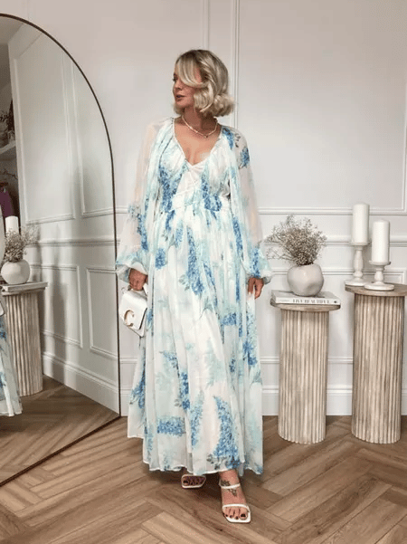 LB | MONROE ���� OCEAN KWIATOWA SZYFONOWA SUKIENKA MAXI