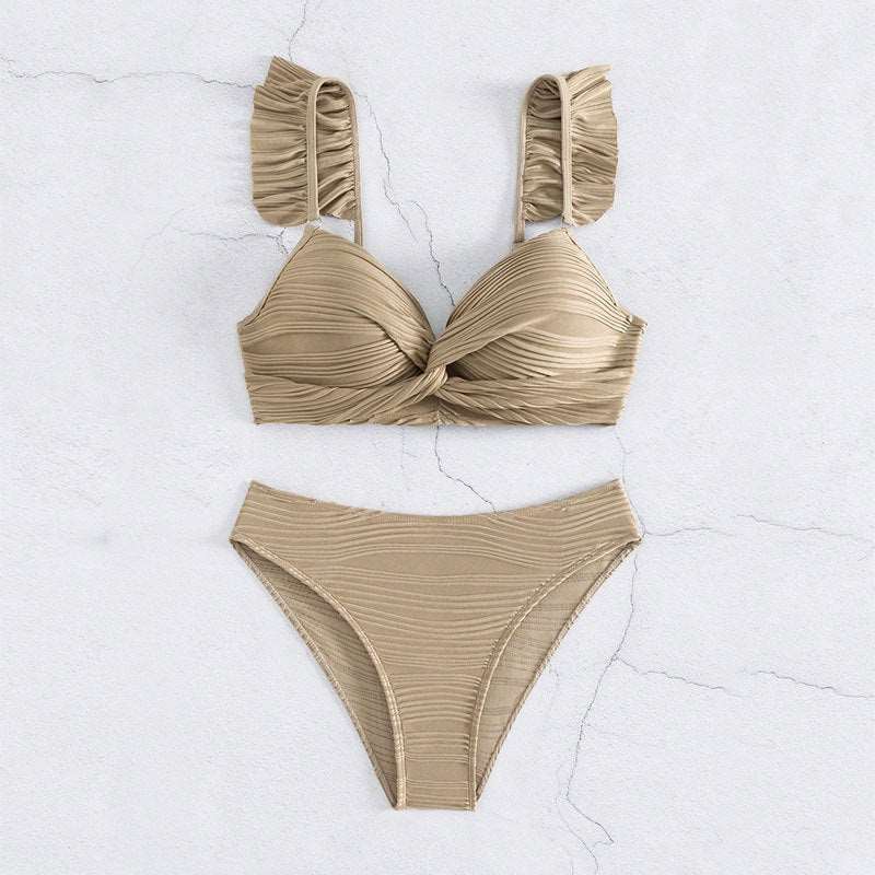 LB | Damskie bikini z falbankami w jednolitym kolorze w 2 kolorach S-XL
