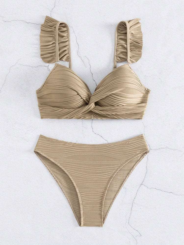 LB | Damskie bikini z falbankami w jednolitym kolorze w 2 kolorach S-XL