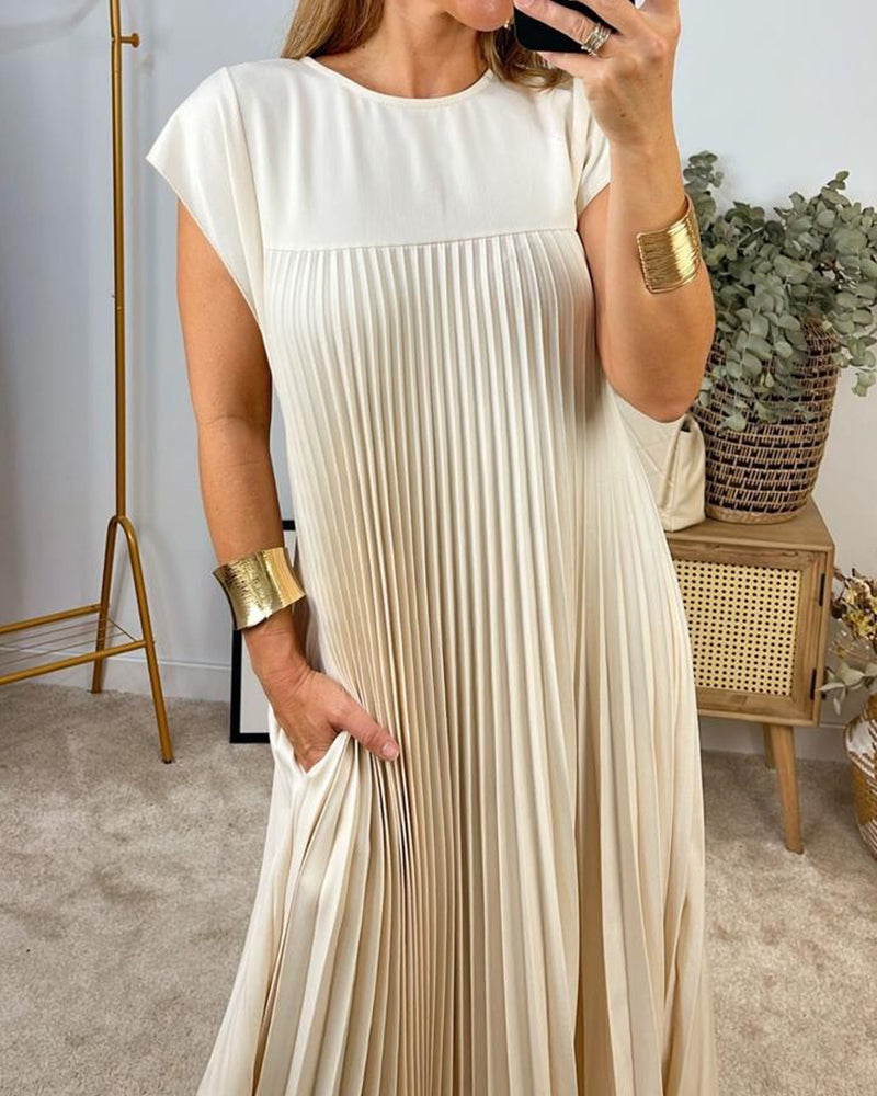 LB | Elegancka plisowana sukienka maxi