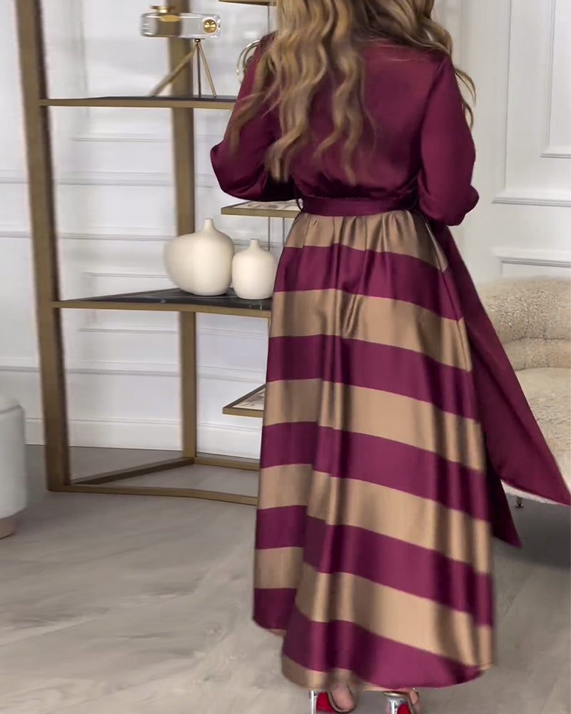LB | Elegancka sukienka maxi w paski