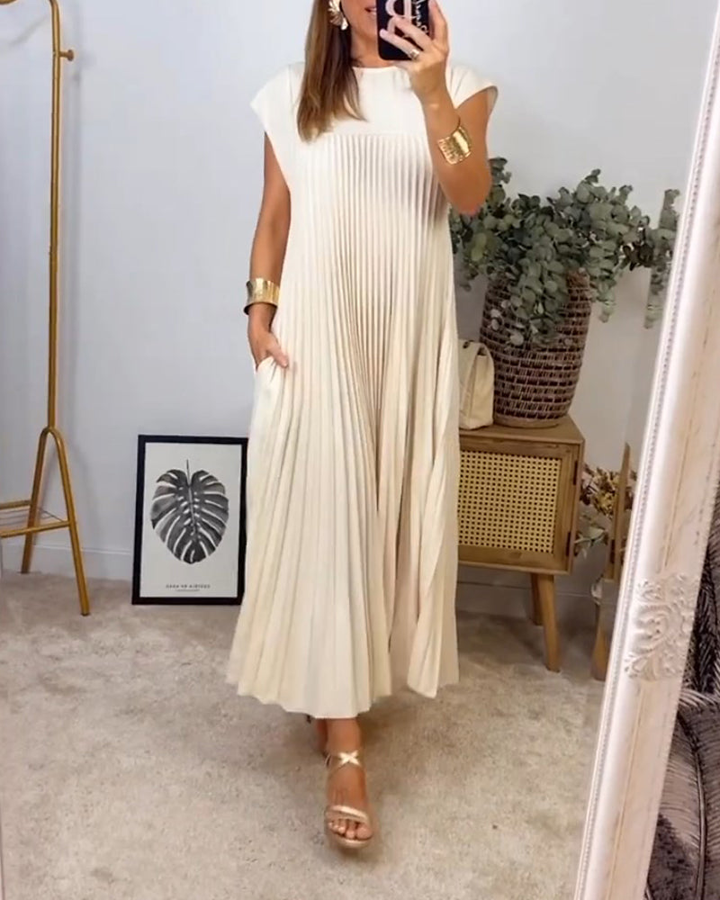 LB | Elegancka plisowana sukienka maxi