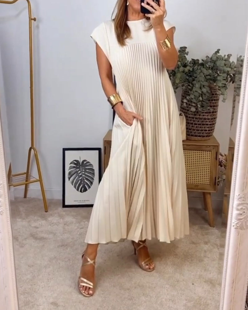 LB | Elegancka plisowana sukienka maxi