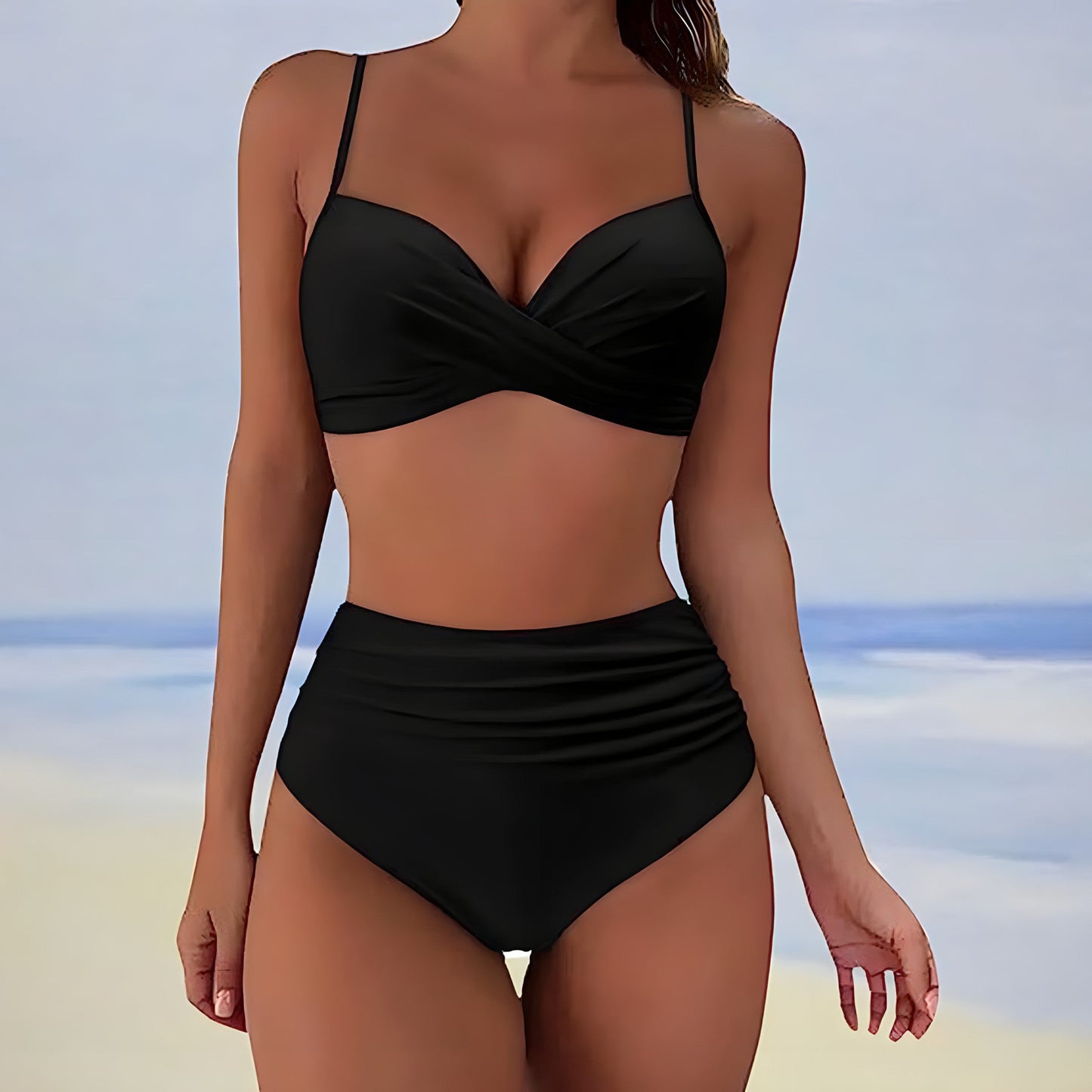 LB | Bikini z wysokim stanem i wiązaną górą z przodu