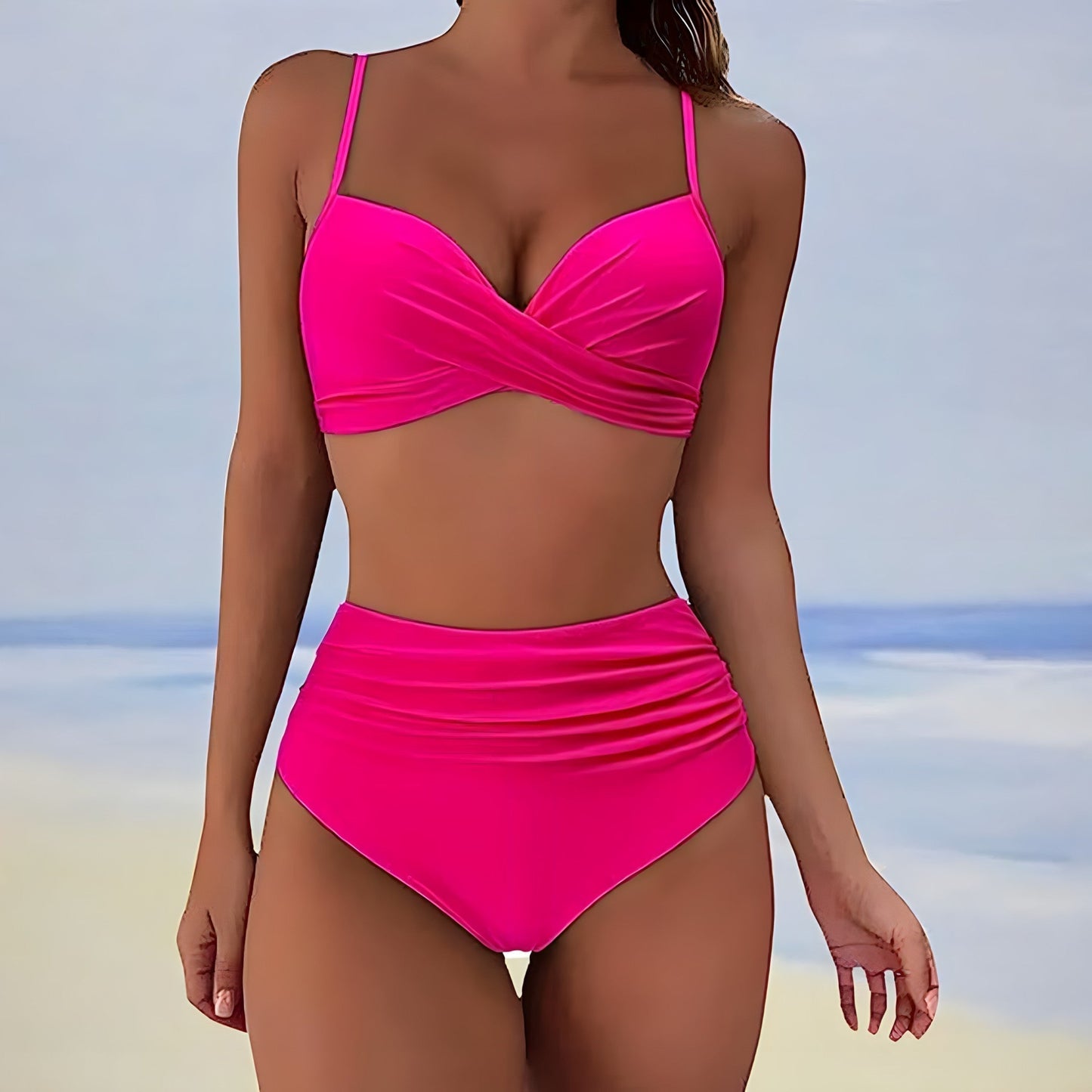 LB | Bikini z wysokim stanem i wiązaną górą z przodu