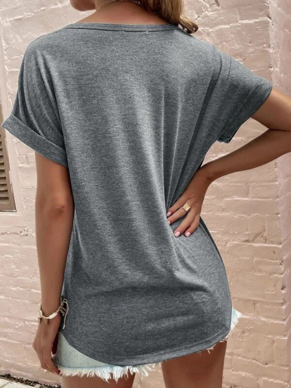 LB | Damska szara koszulka z krótkim rękawem V-Neck XL