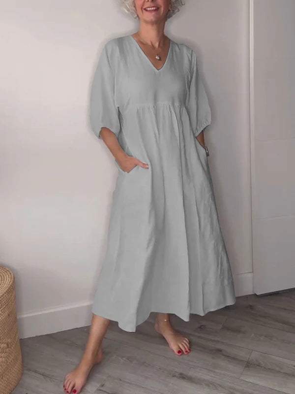 LB | Zrelaksowana elegancja Sukienka maxi z dekoltem w szpic