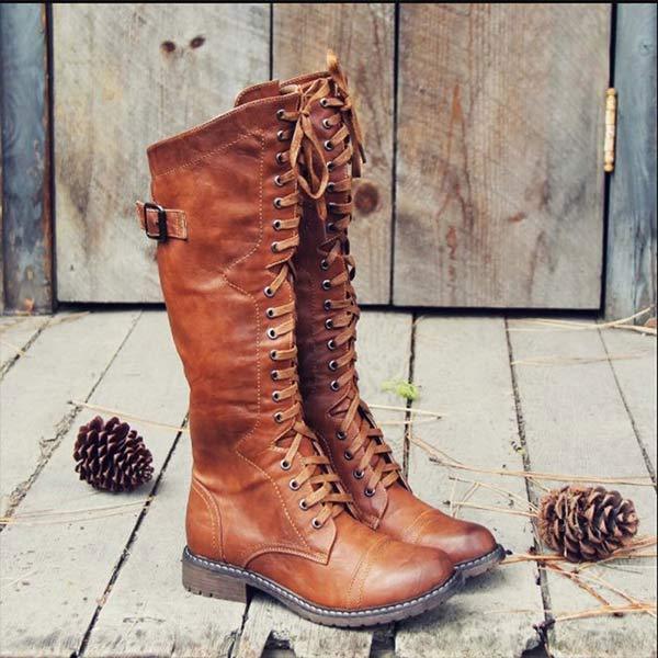 LB | Vintage sznurowane buty do kolan