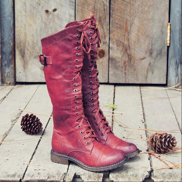 LB | Vintage sznurowane buty do kolan