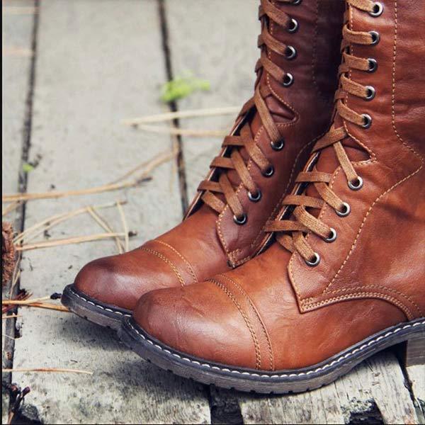 LB | Vintage sznurowane buty do kolan