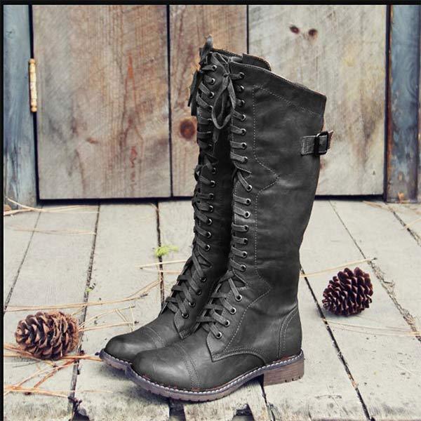 LB | Vintage sznurowane buty do kolan