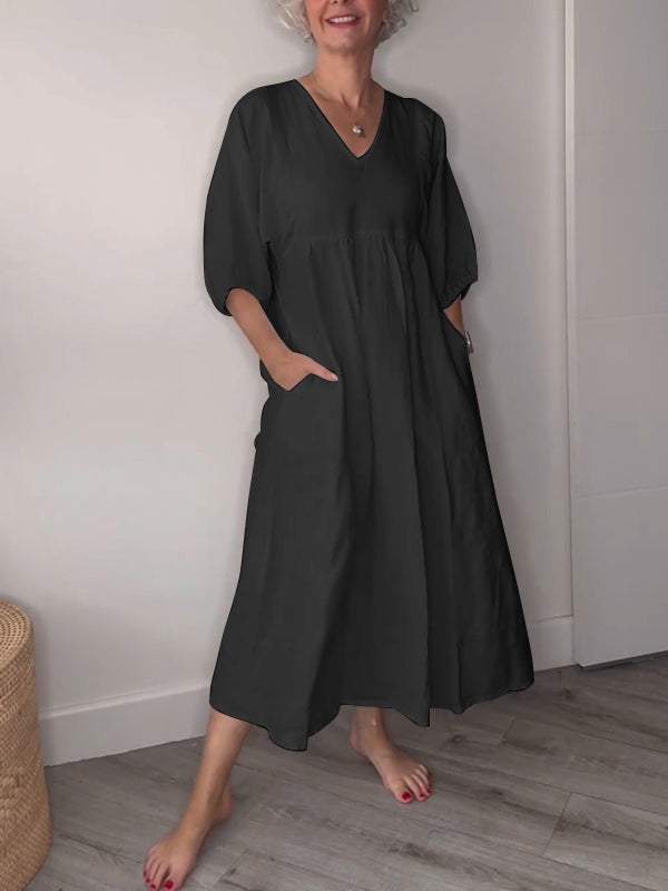 LB | Zrelaksowana elegancja Sukienka maxi z dekoltem w szpic