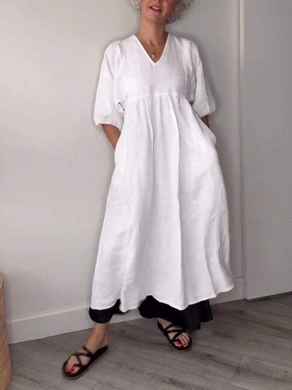 LB | Zrelaksowana elegancja Sukienka maxi z dekoltem w szpic