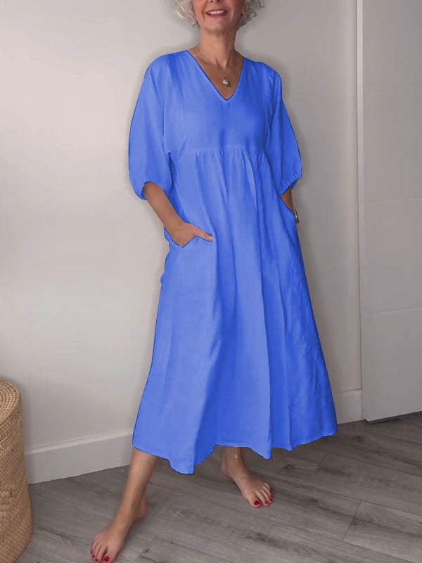 LB | Zrelaksowana elegancja Sukienka maxi z dekoltem w szpic