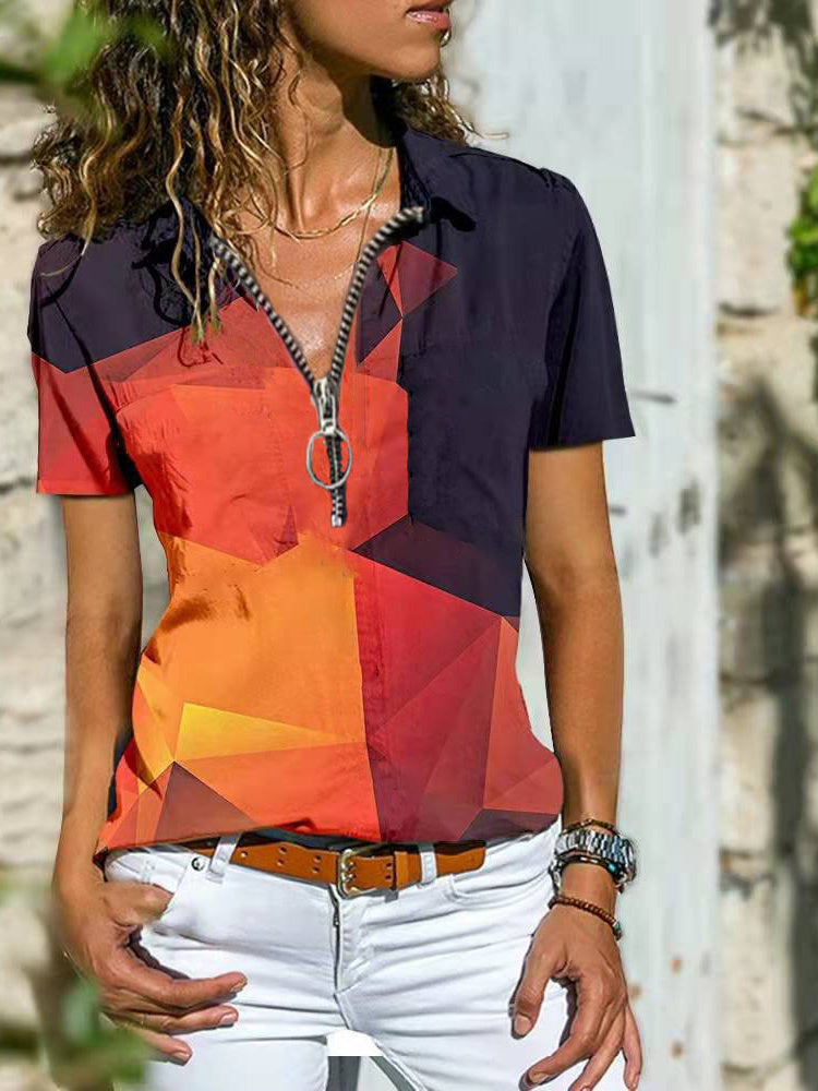 LB | Bohemian West Ethnic Zip Top Koszulka z krótkim rękawem