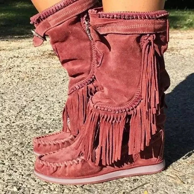 AS | Botki western z frędzlami boho