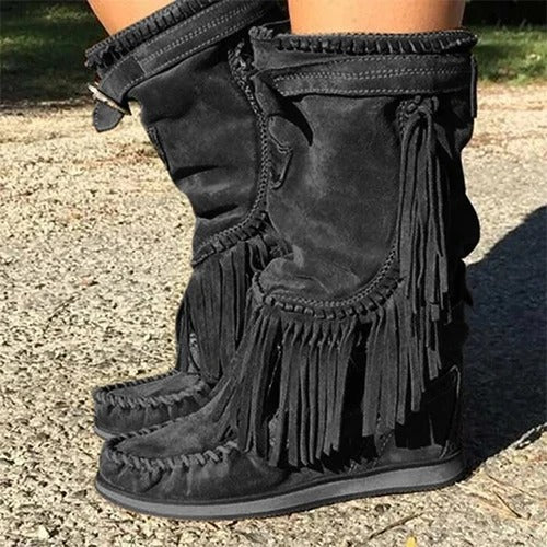 AS | Botki western z frędzlami boho