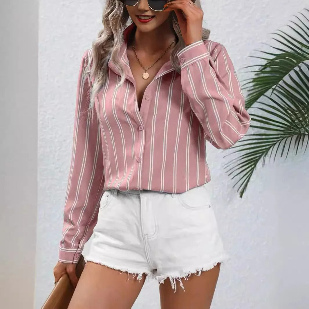 AS | Bluzka vintage w paski zapinana na guziki