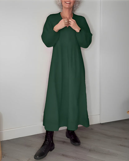 LB | AMANDA ���� ELEGANCKA SUKIENKA MAXI Z DŁUGIM RĘKAWEM I DEKOLTEM W SZPIC