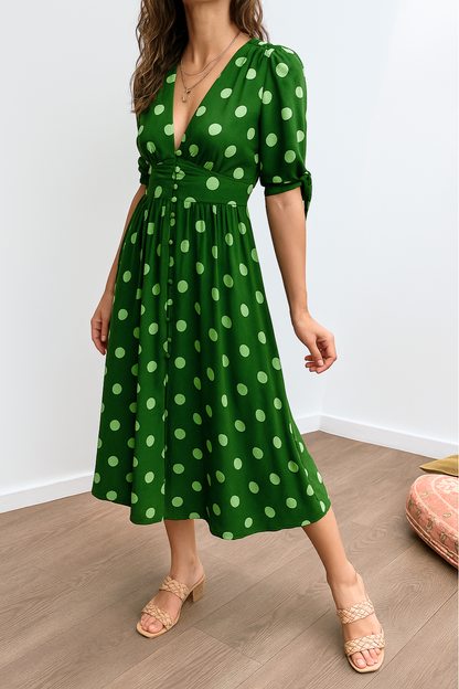 LB | MAYA ���� SPOTLIGHT POLKA MIDI DRESS