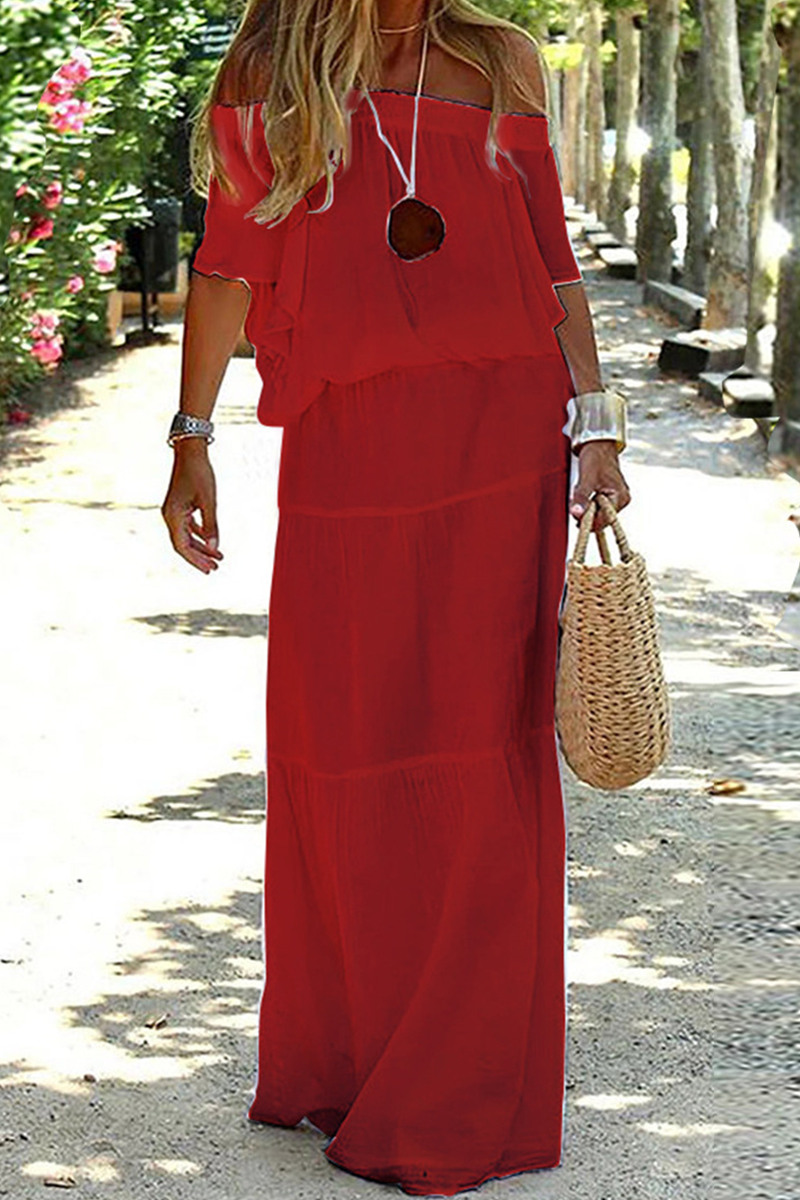 LB | Strolling In The Sand Off Shouder Maxi Dress