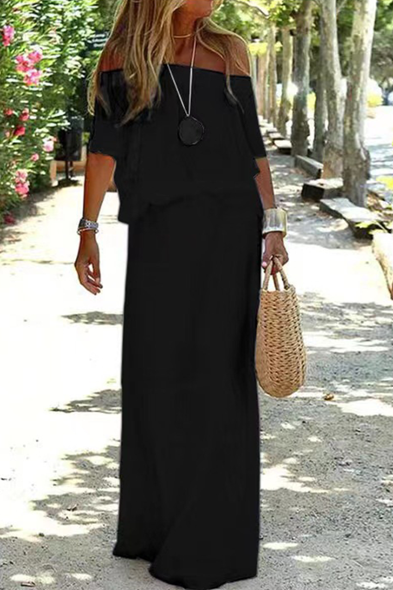 LB | Strolling In The Sand Off Shouder Maxi Dress