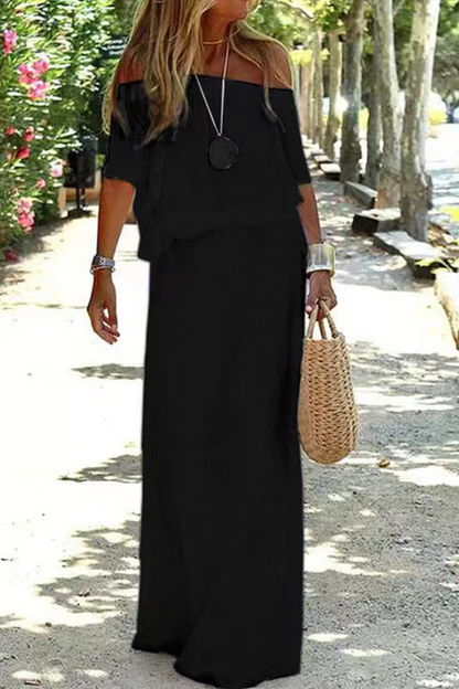 LB | Strolling In The Sand Off Shouder Maxi Dress