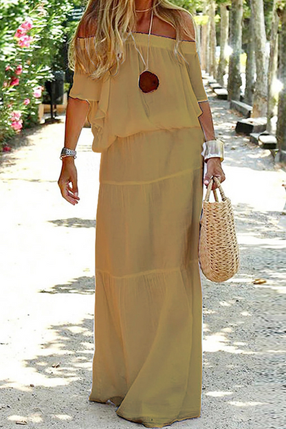 LB | Strolling In The Sand Off Shouder Maxi Dress