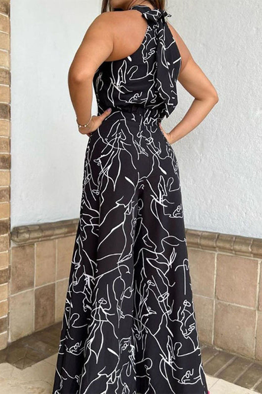 LB | Casual Simplicity Print Patchwork Wędzidełko Halter Luźne kombinezony (9 kolorów)