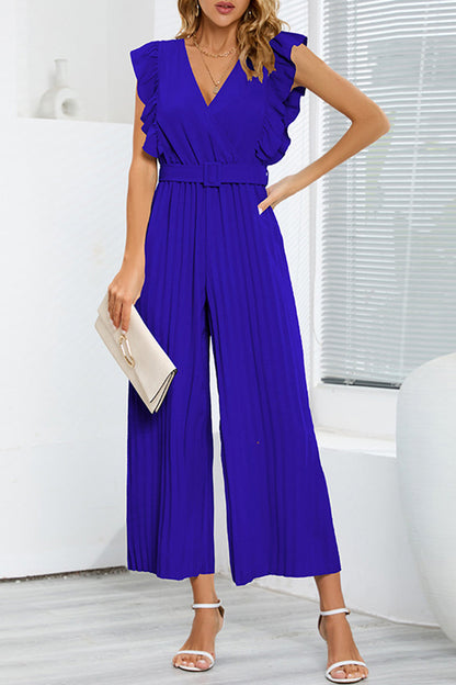 LB | Casualowa prostota z paskiem V-neck regularne kombinezony