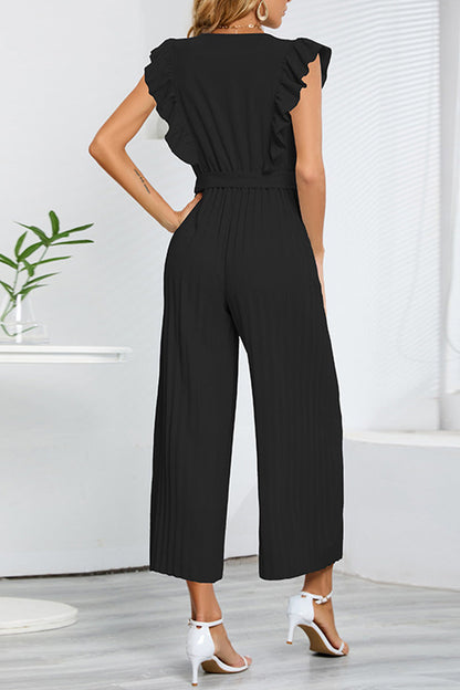 LB | Casualowa prostota z paskiem V-neck regularne kombinezony