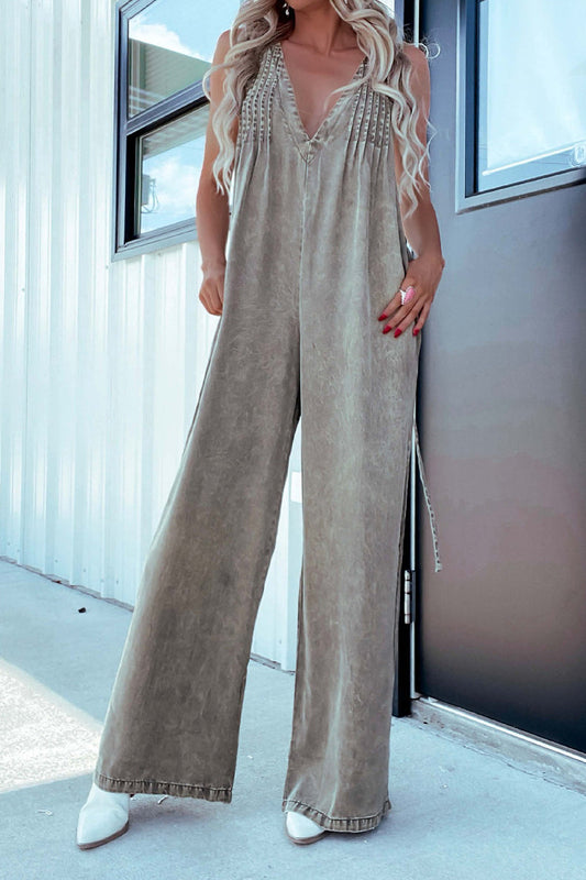 LB | Casualowe kombinezony z kieszeniami w stylu Distressed z regulowanym dekoltem V