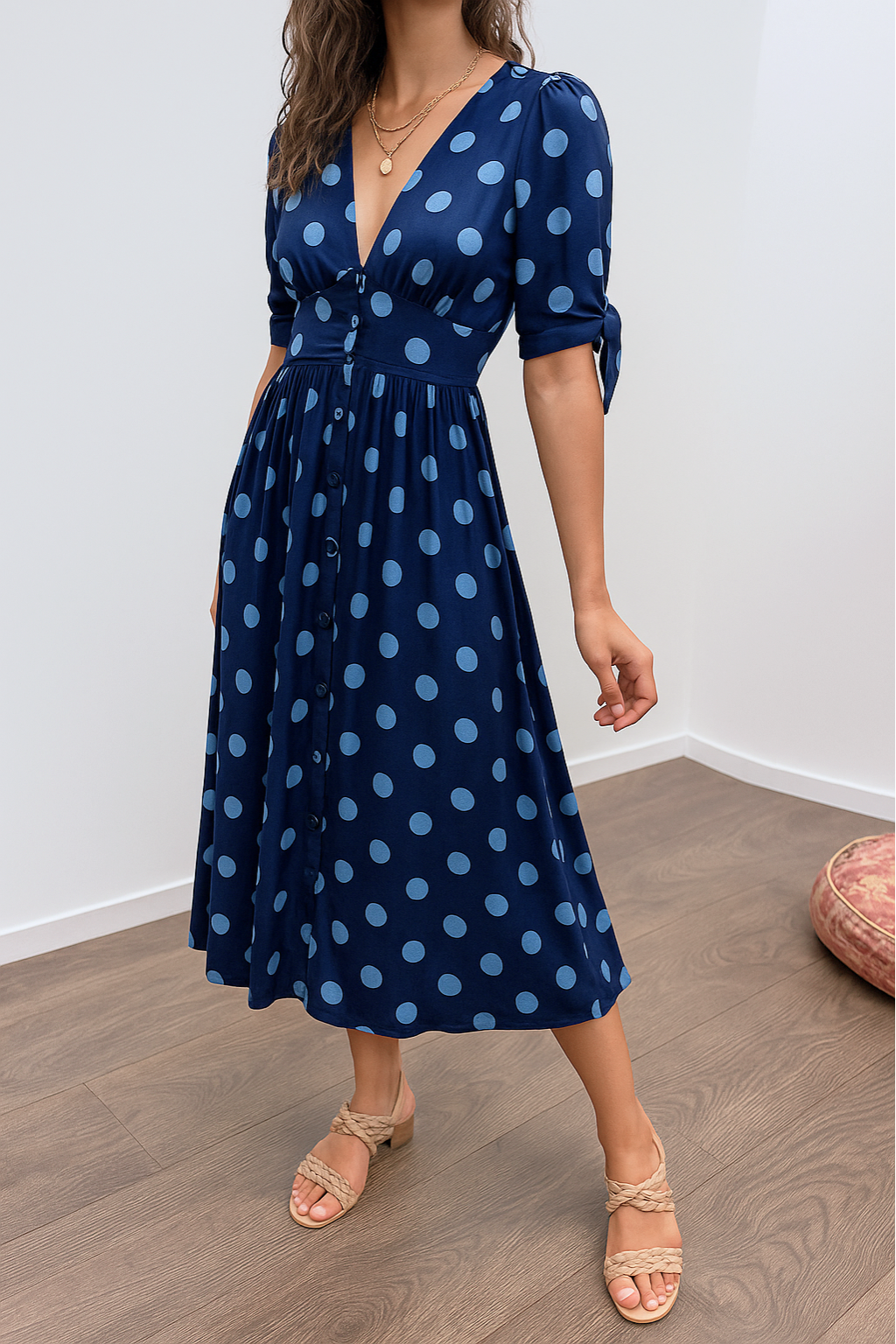 LB | MAYA ���� SPOTLIGHT POLKA MIDI DRESS