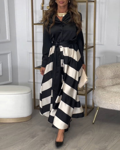 LB | Elegancka sukienka maxi w paski