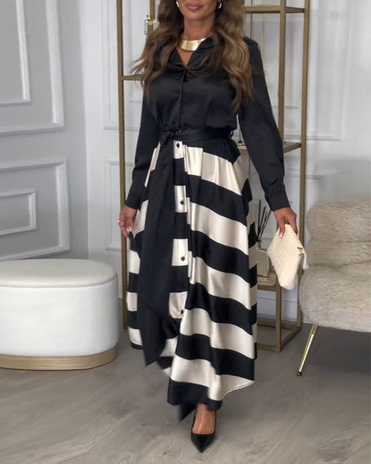 LB | Elegancka sukienka maxi w paski