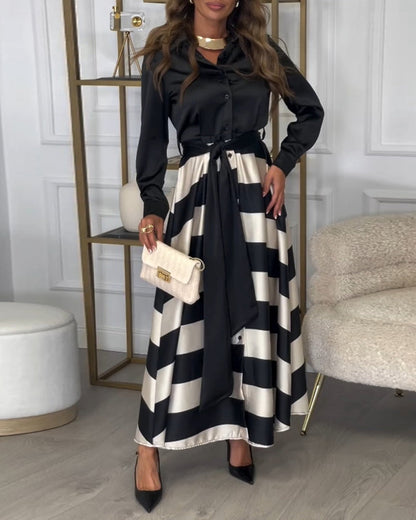 LB | Elegancka sukienka maxi w paski