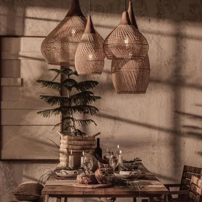 Japandi - osvětlení ve stylu wabi-sabi, lehká bubnová lampa se závěsným stínidlem
