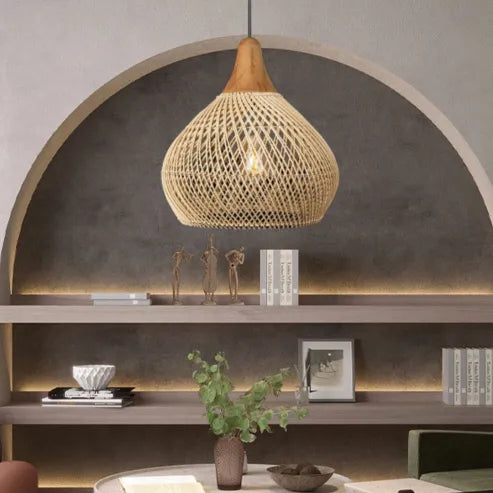 Japandi - osvětlení ve stylu wabi-sabi, lehká bubnová lampa se závěsným stínidlem