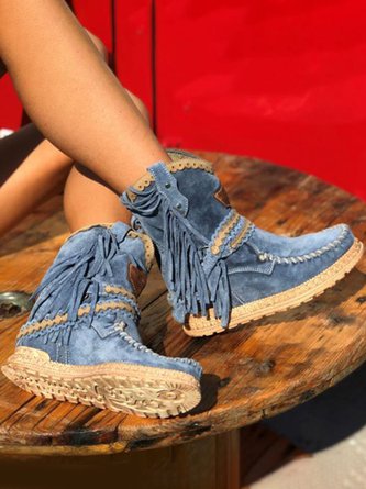 LB | Botki western z frędzlami boho