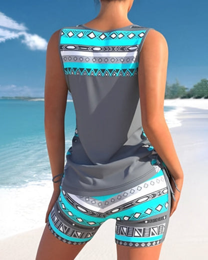 LB | Tankini z geometrycznym wzorem