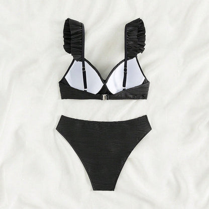 LB | Damskie bikini z falbankami w jednolitym kolorze w 2 kolorach S-XL