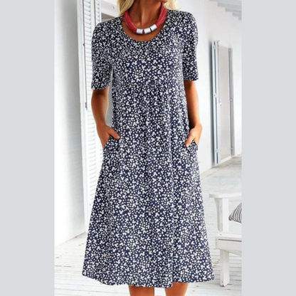 LB | ELEGANCKA SUKIENKA MIDI W KWIATY