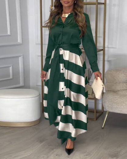 LB | Elegancka sukienka maxi w paski